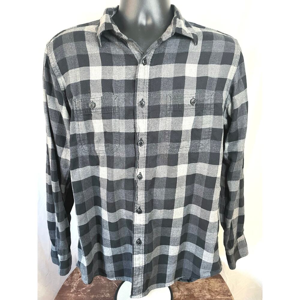 Uniqlo Men’s Black Gray Plaid Flannel Shirt Size L